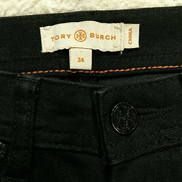 TORY BURCH BLACK STRETCH DENIM SZ 24 - Picture 3 of 7